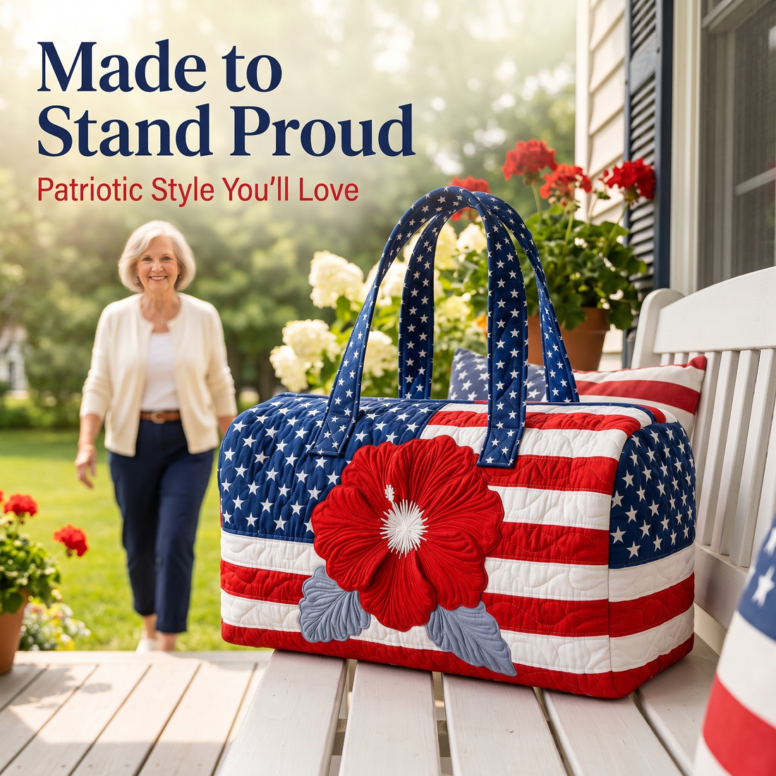 Patriotic Quilted Tote Bag